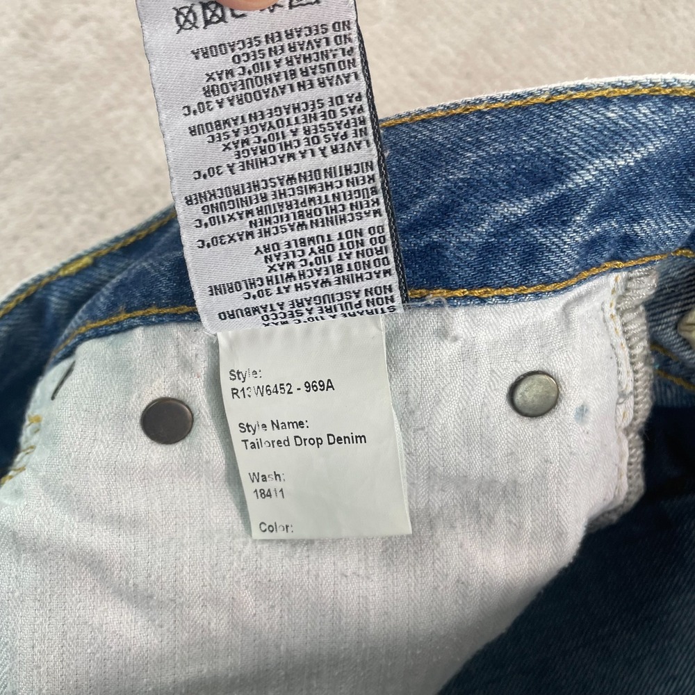 R13 Tailored Drop Jeans in Bain Blue Women 28 (Tag 24) Distressed Denim Italy - Picture 13 of 14